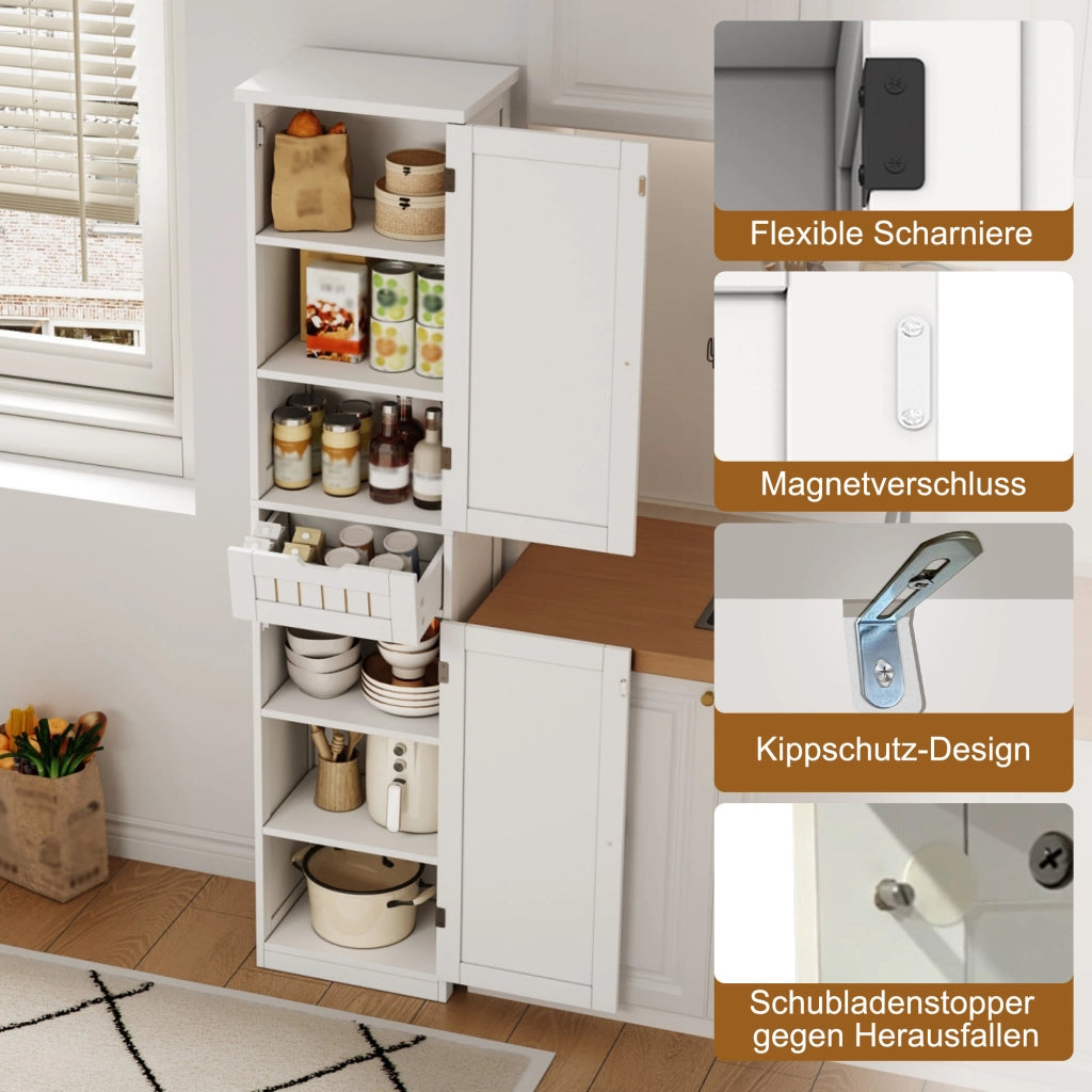 ARMADIO Cucina 170x40x30 cm MDF Bianco con 4 ripiani regolabili