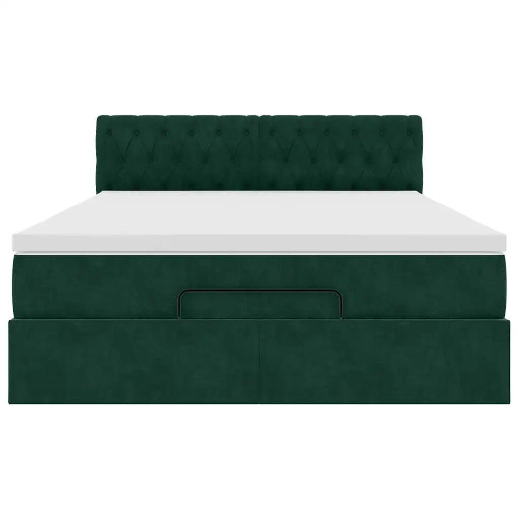 Struttura Letto Pouf con Materasso 140x190 cm in Velluto