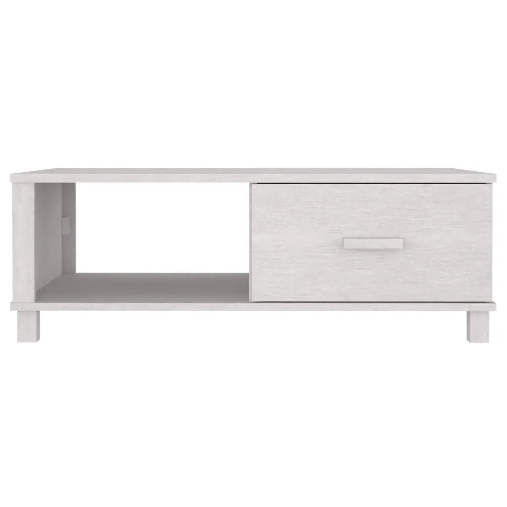 Tavolino-Tavolino da soggiorno-Tavolo HAMAR Bianco 100x55x35 cm in Legno Massello di Pino