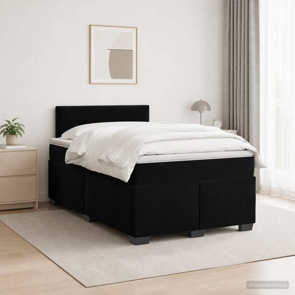 Letto con Box Spring, Materasso e LED Nero 120 x 190 cm Velluto 3452140