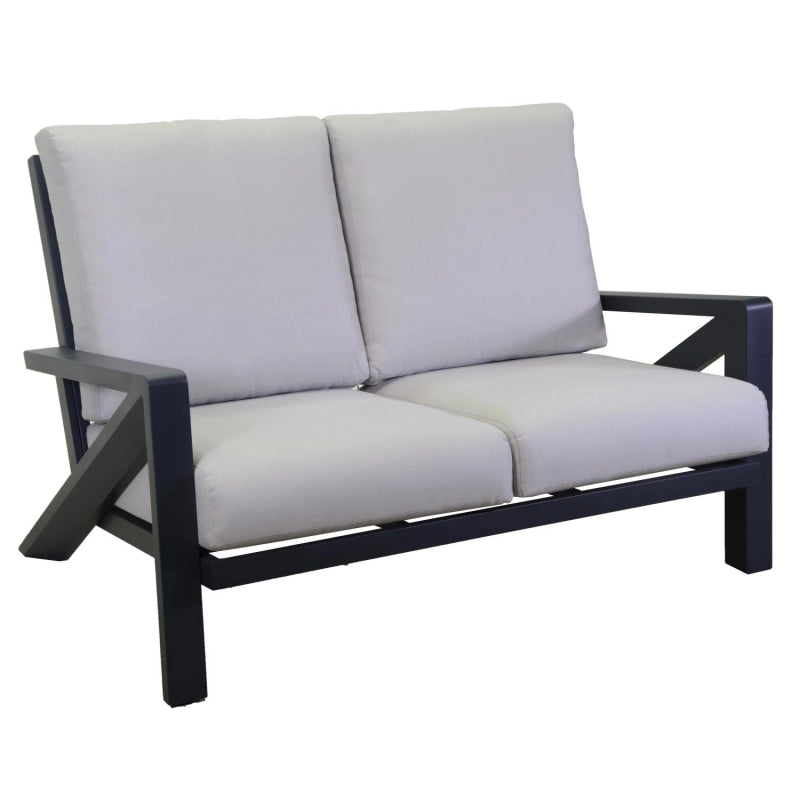 Salotto alluminio Miller 2 posti antracite con cuscini grigio chiaro 6 pezzi