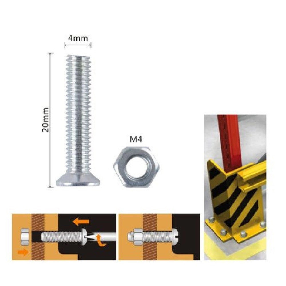 Trade Shop - Set 24 Pezzi Viti Vite A Testa A Croce Piatta 4x20mm Con Dado Esagonale M4 90935 -