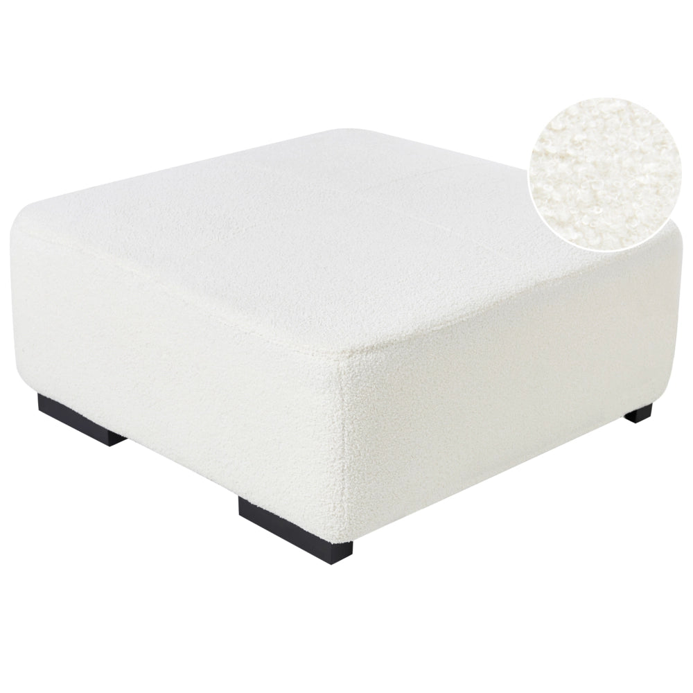 Ottomana in bouclè bianco 80 x 80 x 35 cm quadrata Soggiorno moderno
