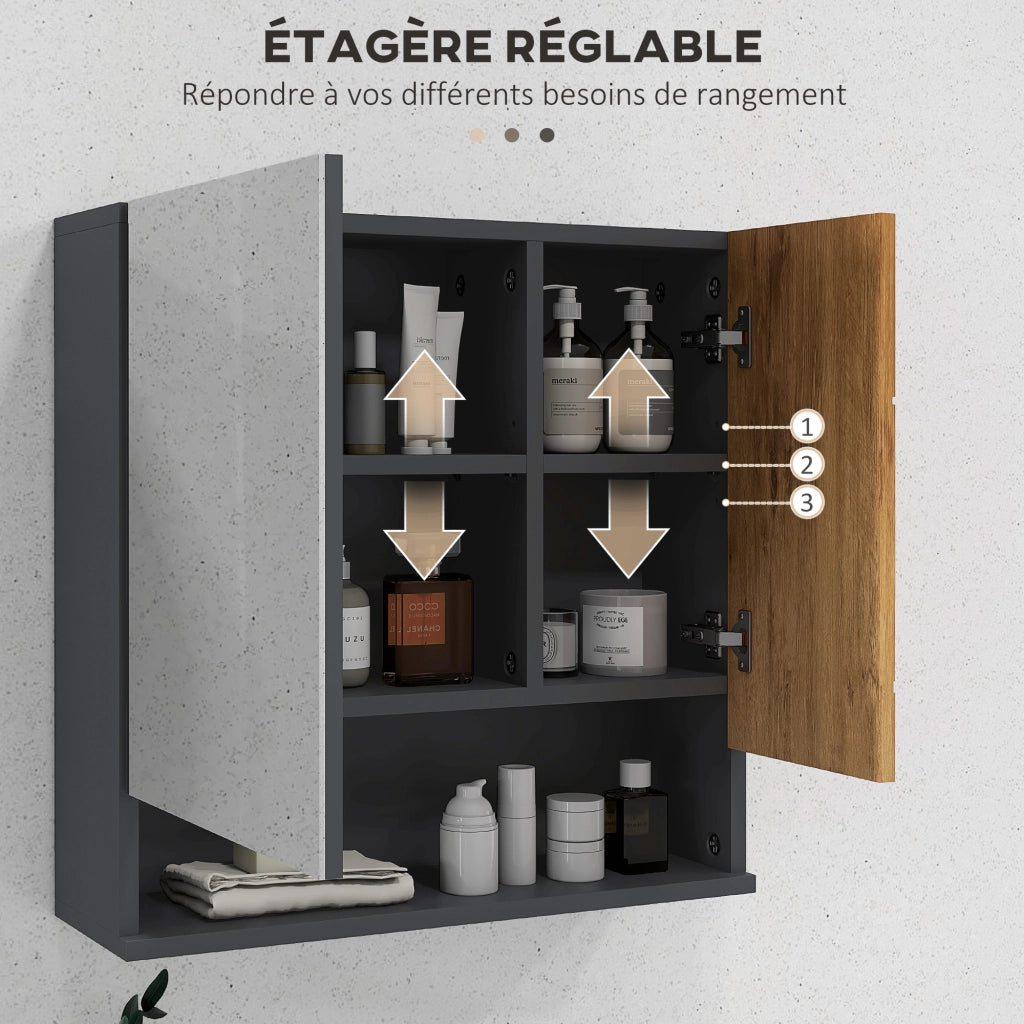 Armadietto da bagno specchio 2 ante ¨C zephmum ¨C naturale 55x17x55 cm