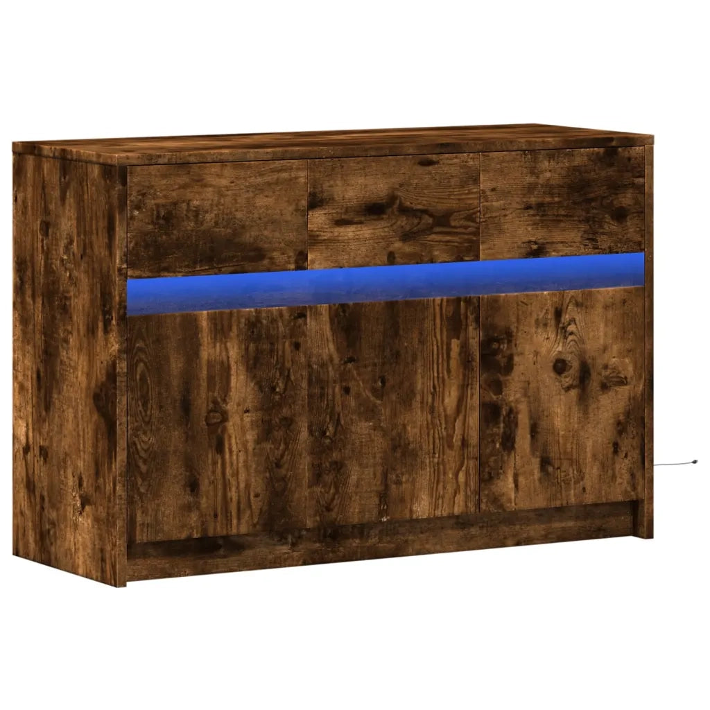 Mobile Porta TV con LED Rovere Fumo 91x34x61 cm in Truciolato 852184