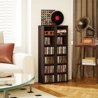 Set di 2 colonne di scaffalature per CD-DVD con 12 scomparti 21 x 19,2 x 88,3 cm capacità 160 CD marrone