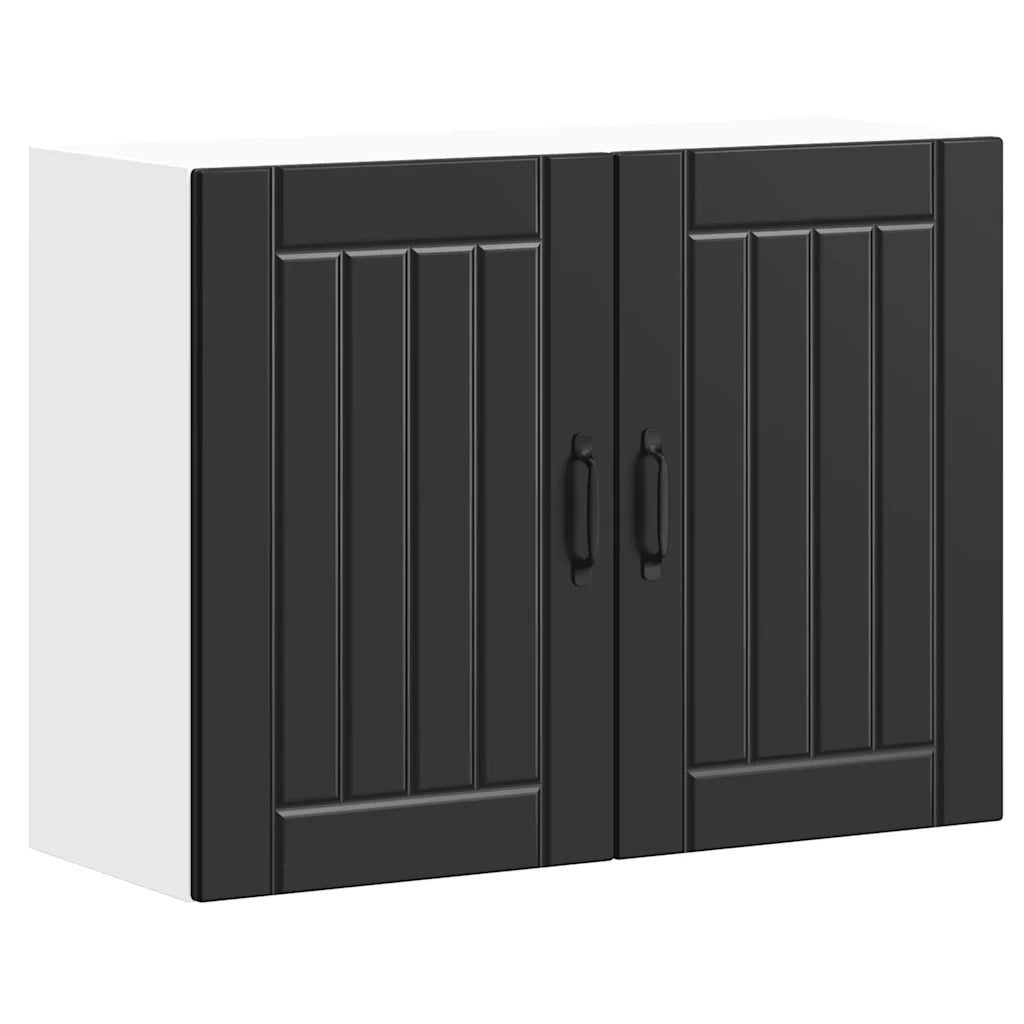 Pensile da cucina a parete dal design contemporaneo pratico spazio contenitivo 80 x 31 x 60 cm legno composito nero 02_0050173