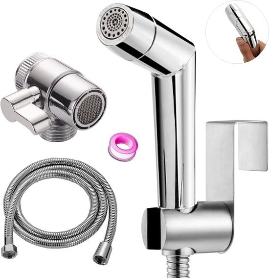 Sproeikop permissiva per set di doccia per bidet - ABS cromato - per asciugamani per bambini con dispenser a vite - per toilette con tubo e gancio o per supporto da parete