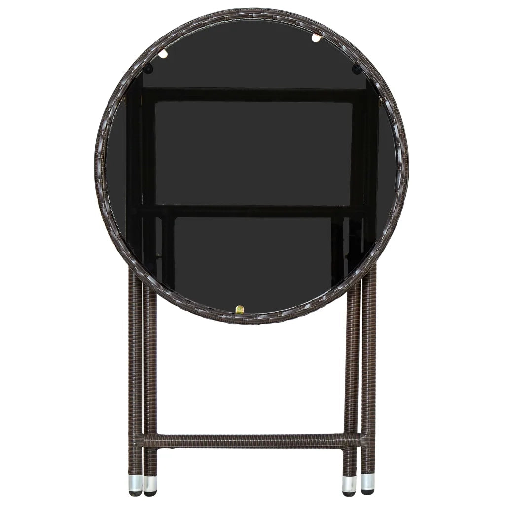 Tavolino da Salotto-Tavolino da soggiorno-Tavolo Marrone 60 cm Polyrattan e Vetro Temperato
