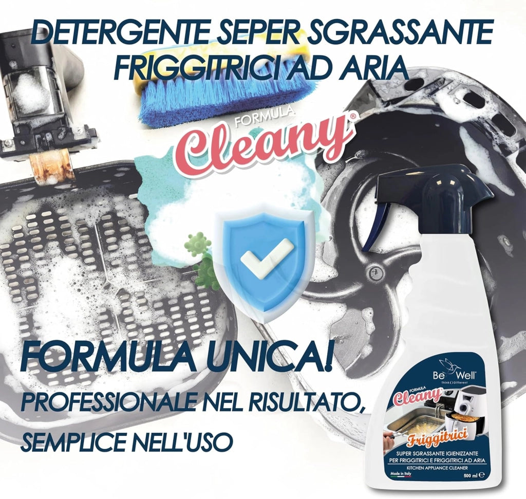 CLEANY Detergente Professionale Spray per Friggitrici E Friggitrici ad Aria, Sgrassante Super Igienizzante, 500 ml, Made in Italy