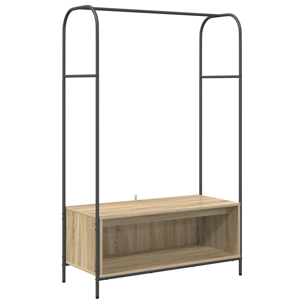 Appendino per abiti con mensole in rovere sonoma 100x44x160 cm