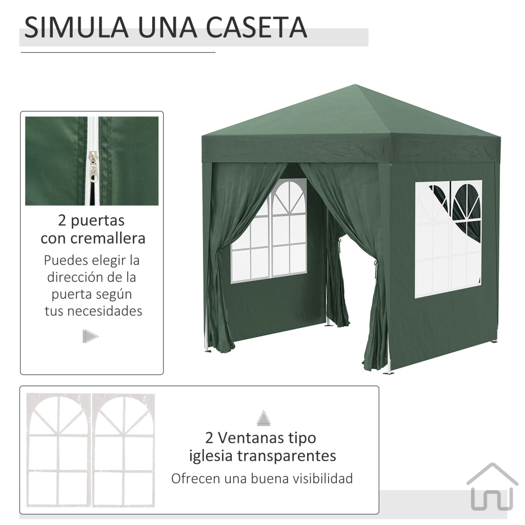 Gazebo da giardino con 4 pareti ¨C Zephmum ¨C Verde, Oxford, 200x200 cm