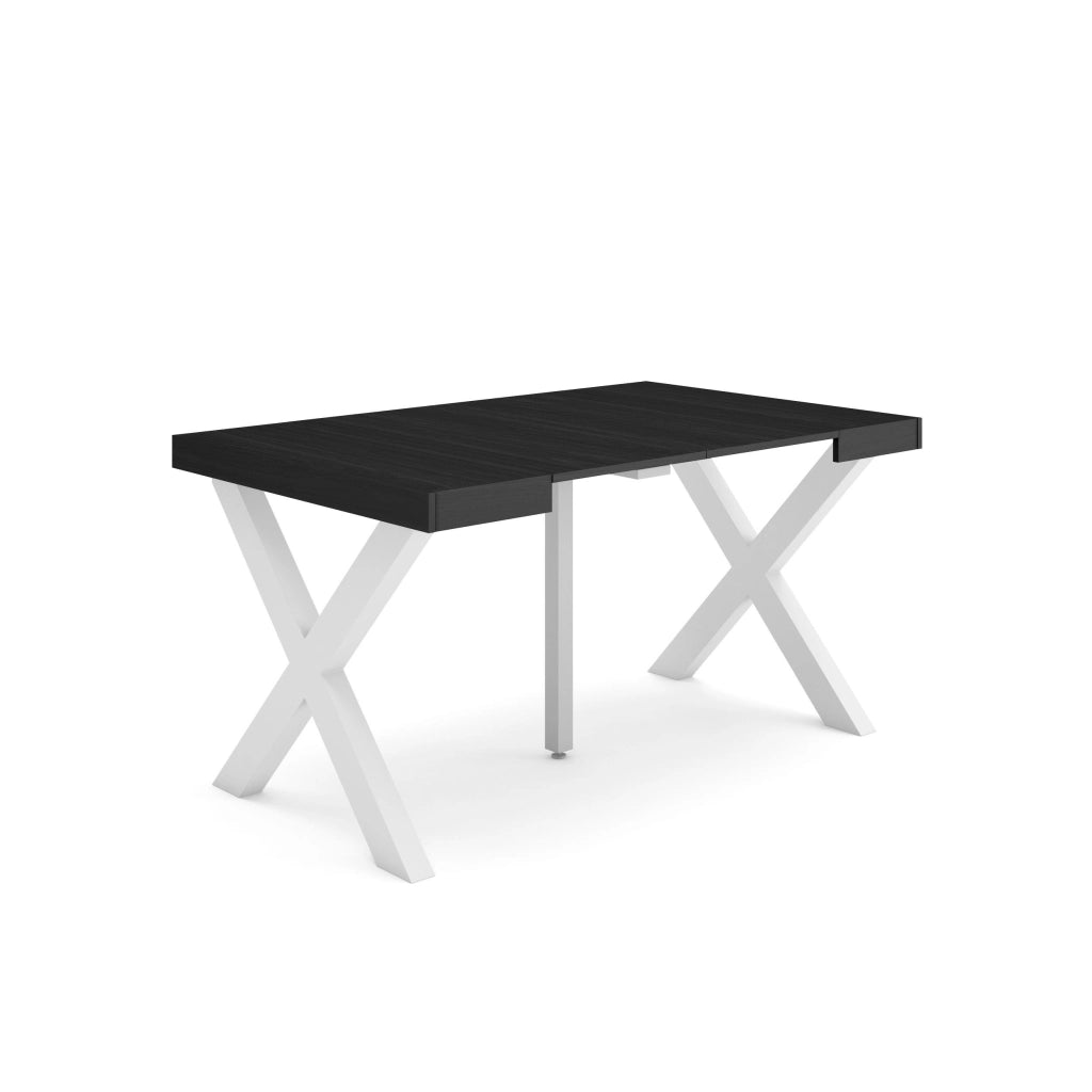 Consolle allungabile, 58 fino 140x90x73cm, Per 6 persone, Gambe in legno, Nero RF2723