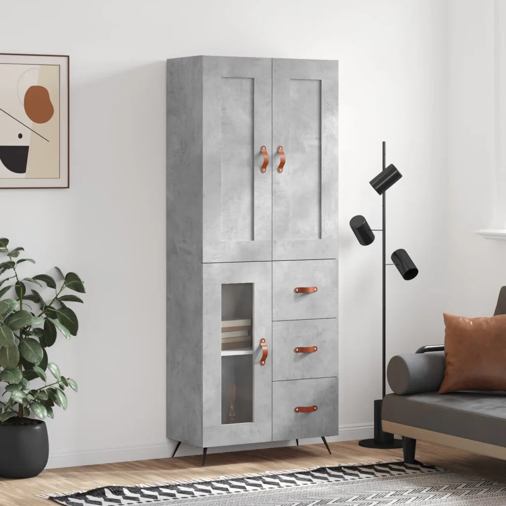 Credenza | Madia | Buffet da pranzo | Armadio da pranzo Grigio Cemento 69,5x34x180 cm in Legno Multistrato