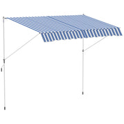 EasyComfort Tenda da Sole a Bracci 3x1.5m con Manovella e Struttura Telescopica, Bianco e Blu