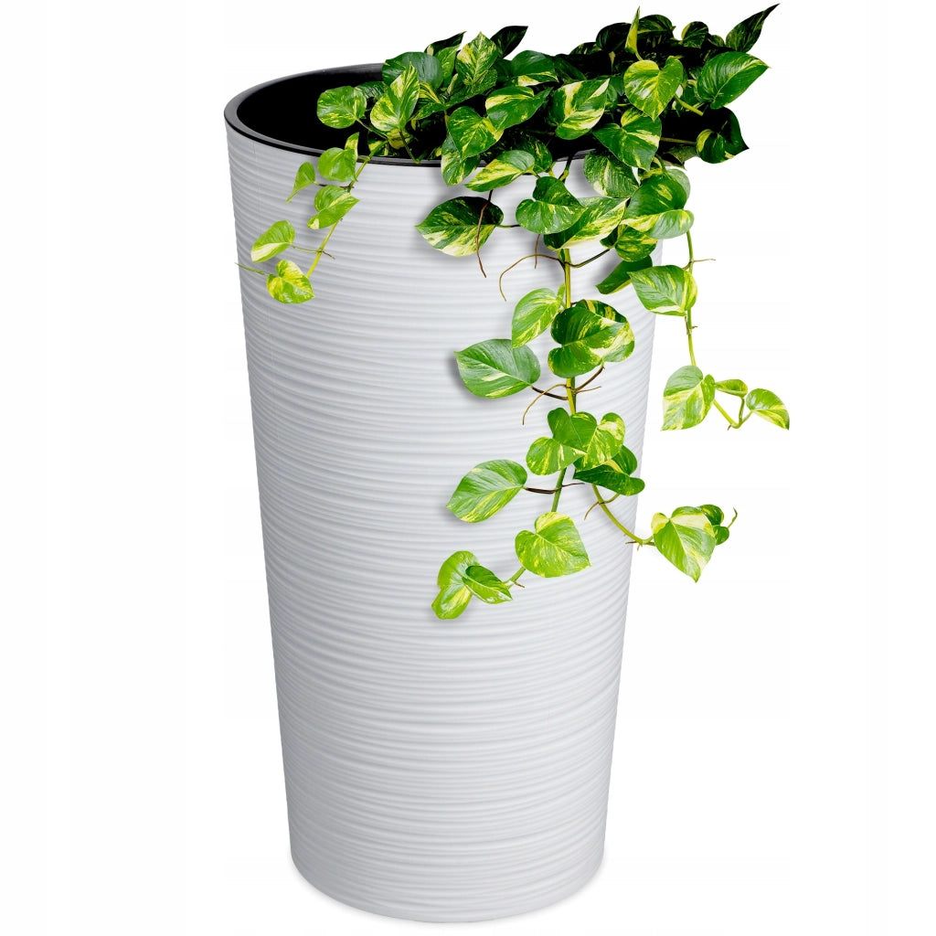 Vaso da fiori KADAX, bianco, alto, con inserto, 36 cm