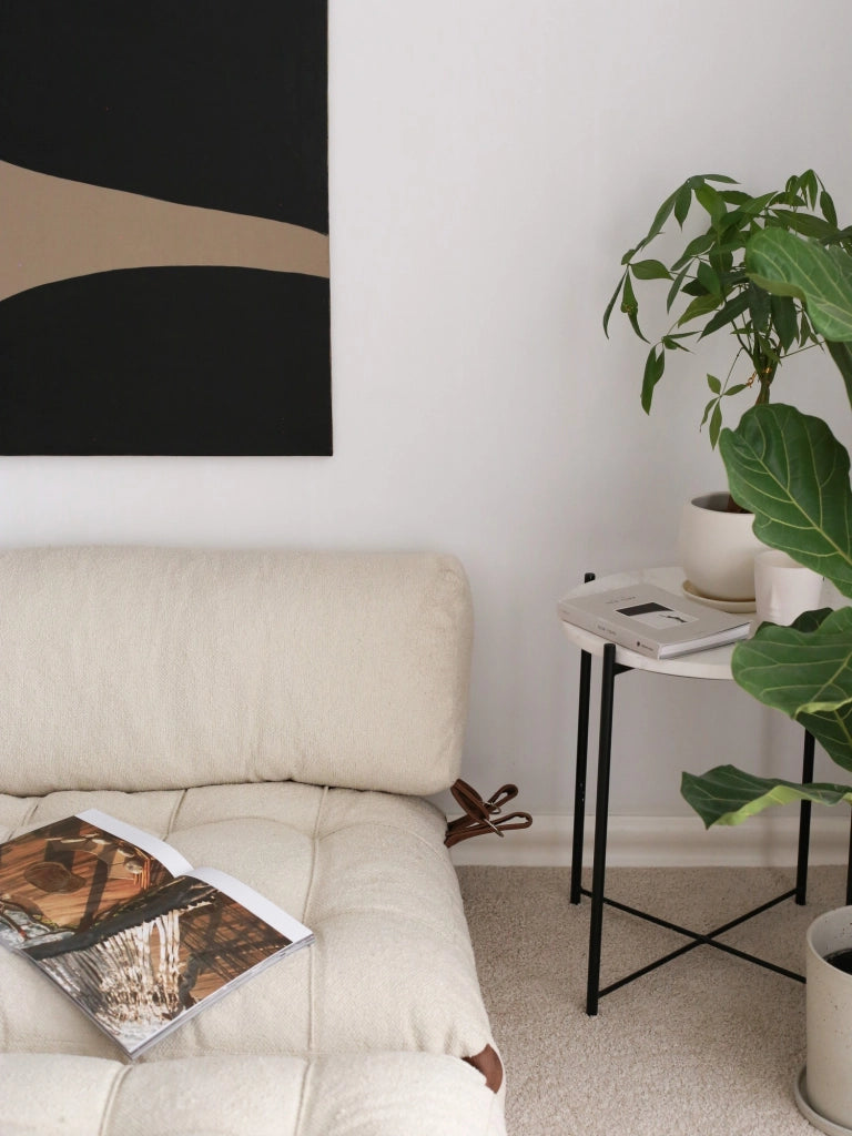 Divano letto a 2 posti in tessuto "Fold" - 120 x 75 x 79 cm - Crema
