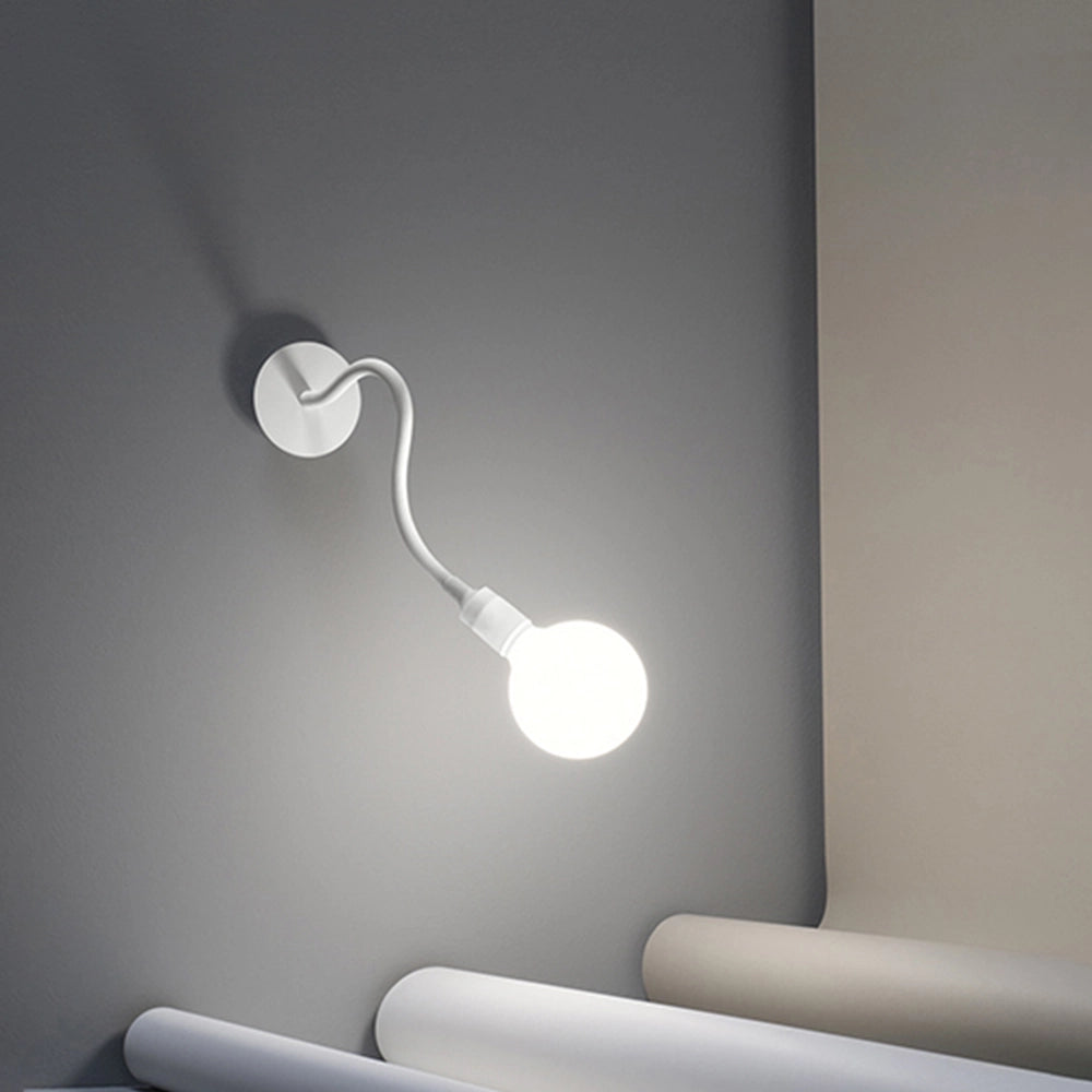 Applique Industrial-Minimal-Nordico Bulbo Metallo Bianco 1 Luce E27