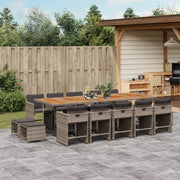 Set da Pranzo da Giardino 15 pz con Cuscini Grigio Polyrattan 3277945