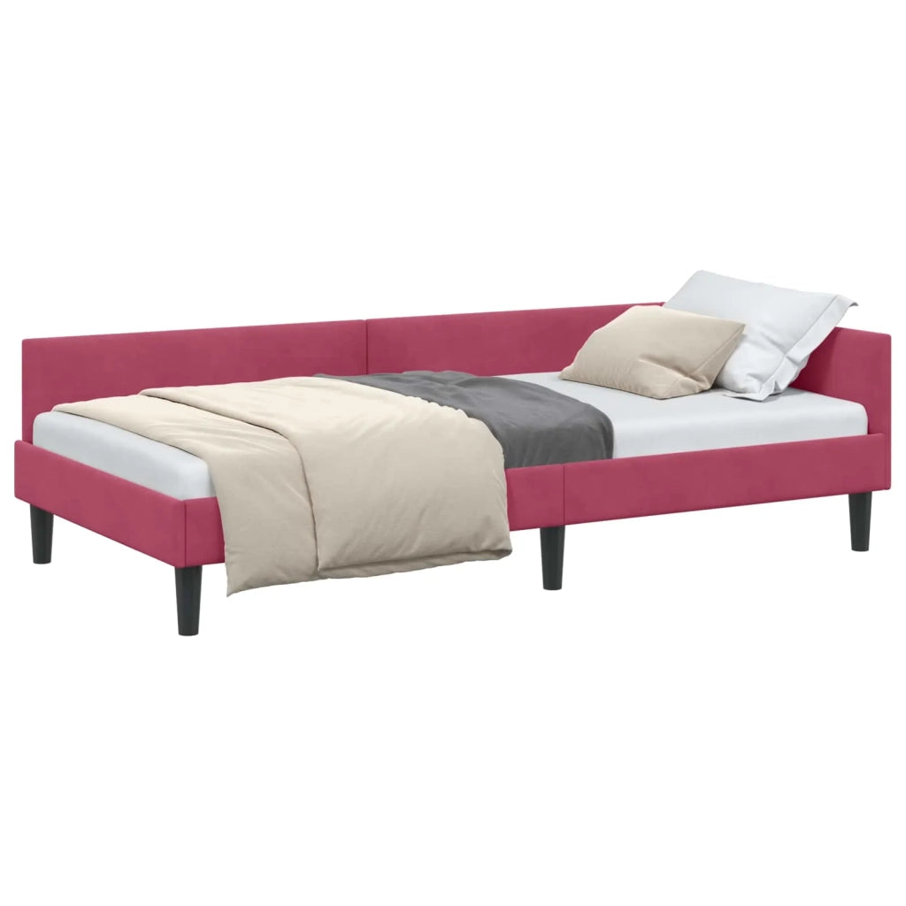 Cornice del letto ad angolo Rosso Vino 90 cm x 200 cm Velluto 42016158