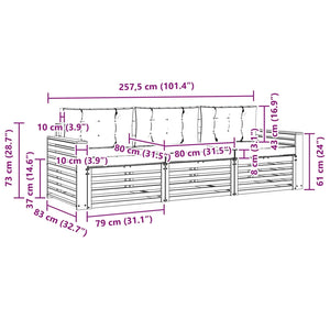 Set di divani da esterno 3 pcs Grigio Naturale e Chiaro 3372946