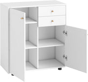 Armadietto da Cucina in Legno con 2 Cassetti e 3 Ripiani Regolabili, Credenza Sala da Pranzo e Soggiorno, 74 x 35 x 85,5 cm