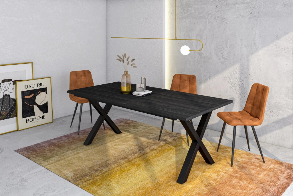 Tavolo da Pranzo, 194x90x74 cm, Per 10 persone, Tavolo Cucina, Nero