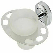 Trade Shop - Porta Spazzolino Dentifricio Con Bicchiere In Vetro Satinato Accessori Bagno -