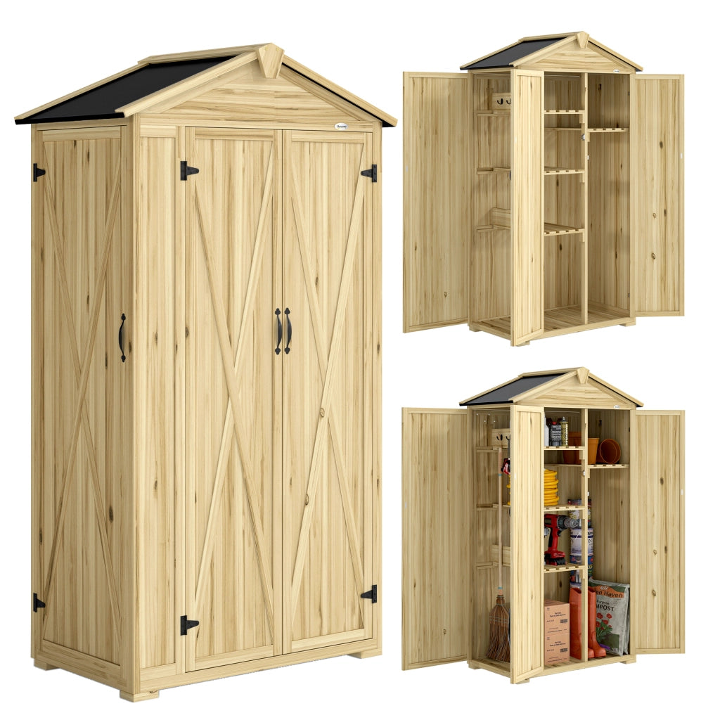 Armadio da Giardino ¨C zephmum ¨C Legno di Abete, 93x53x168 cm, Color Legno