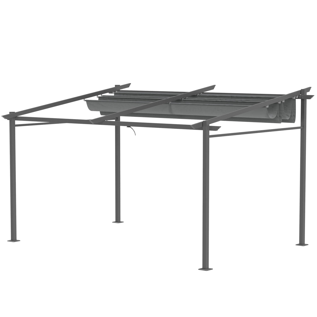 Pergola retrattile 4x3 m ¨C zephmum ¨C grigio, struttura metallo, tessuto polyester