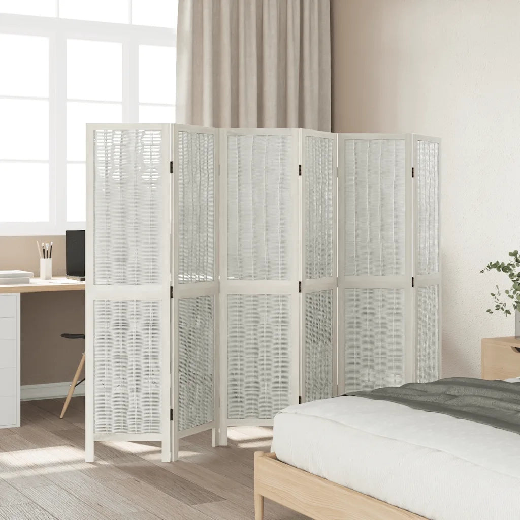 Divisorio Ambienti | Divider per stanze | Paravento 6Pannelli Bianco Legno Massello di Paulownia