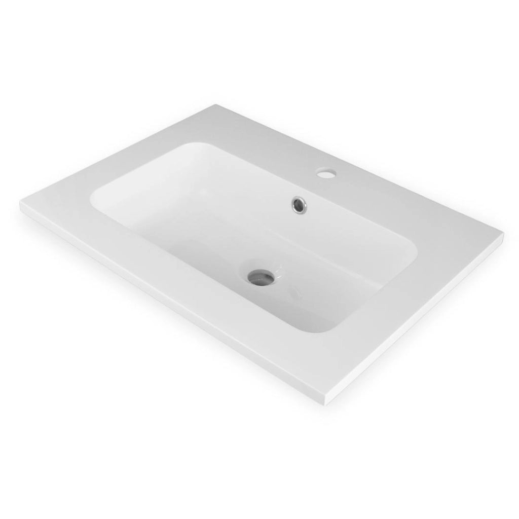 Lavabo ad incasso in mineral marmo 71x46 cm mobile composizione bagno *** tinta bianco lucido, confezione 1