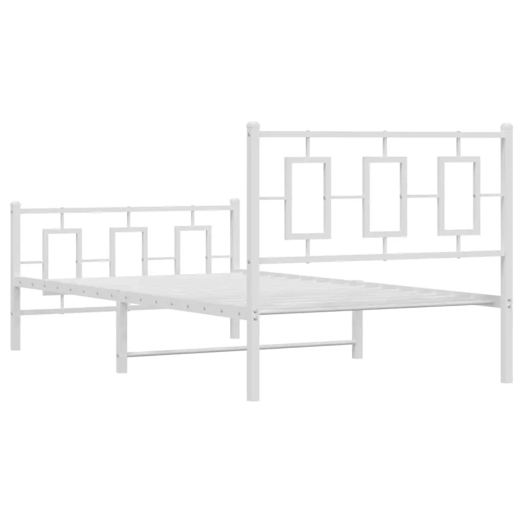 Giroletto con Testiera e Pediera Metallo Bianco 100x200 cm 374303
