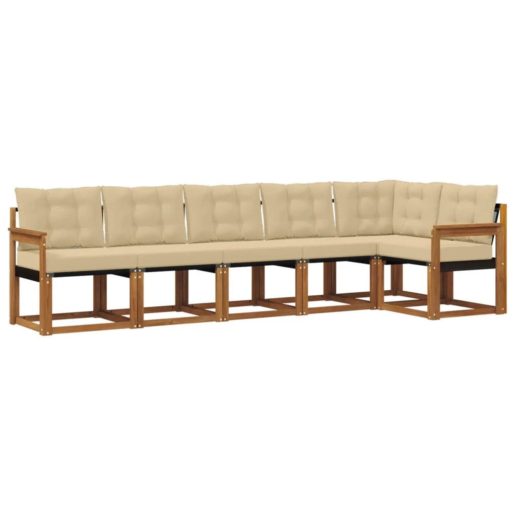 Set di divani da esterno con cuscino 6 pcs Naturale e Beige 3368708