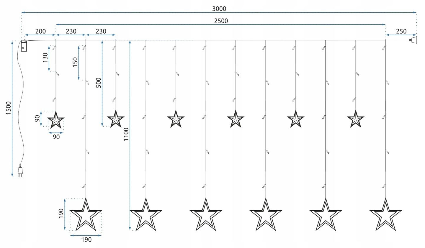 Tenda Luminosa A Led Gl2002 3m