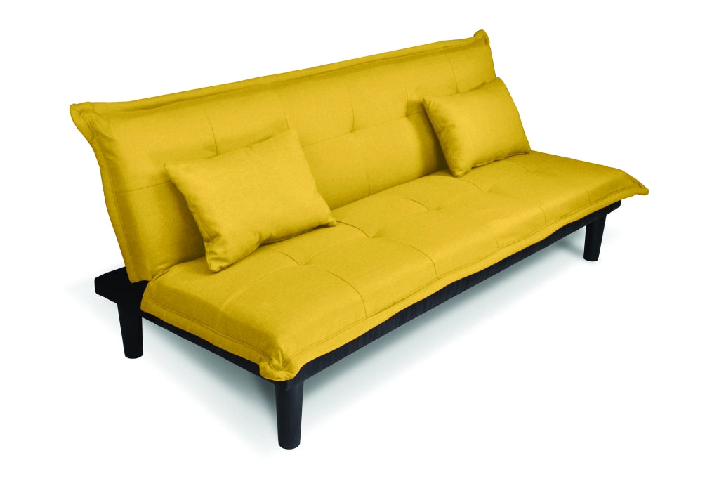 Divano letto clic clac, divanetto Russell in tessuto vellutato giallo DL-RU16FB
