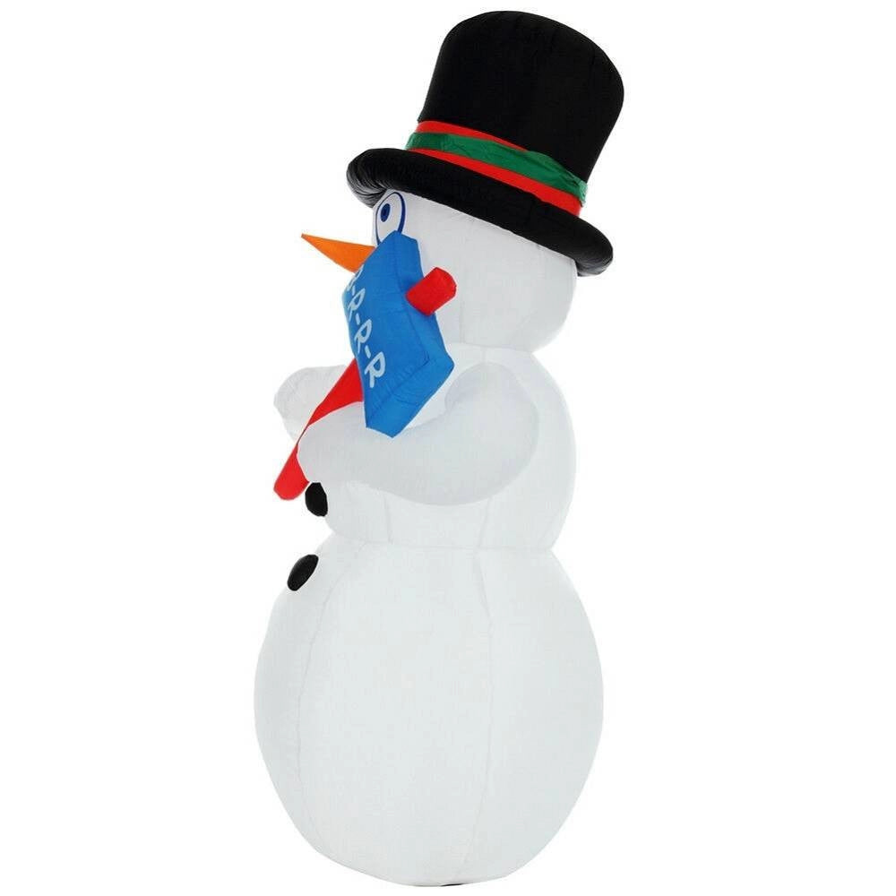 Trade Shop - Gonfiabile Pupazzo Di Neve Vibrante 180 Cm Effetto Tremolio Con Led Per Esterno -