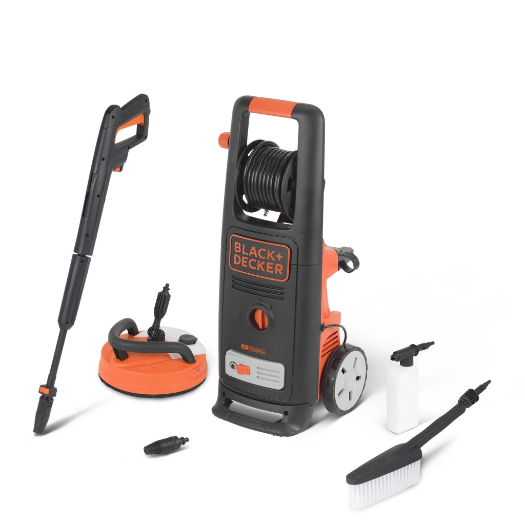 Idropulitrice ad Alta Pressione BLACK+DECKER BXPW2200PE  (2200W, Pressione 150 bar, Portata 440l/h) con Patio Cleaner Deluxe e Spazzola Fissa