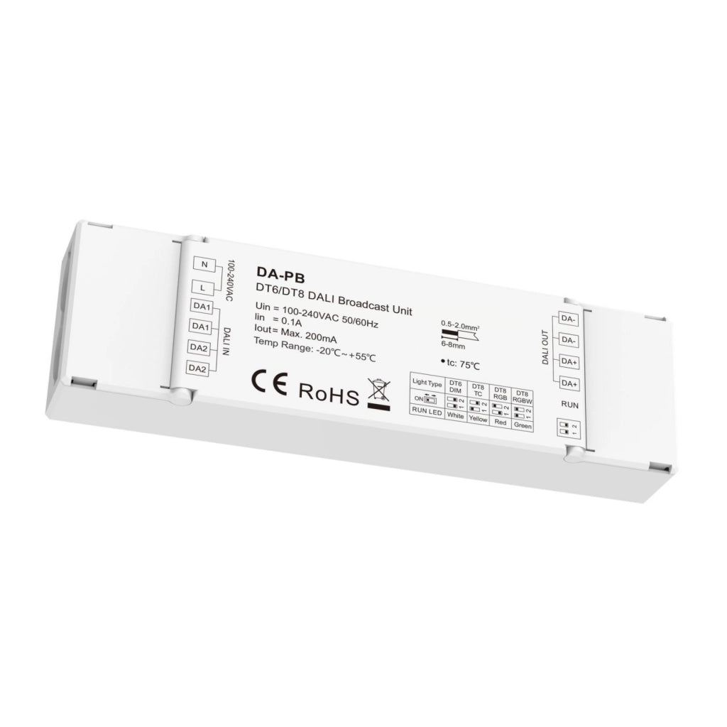 Unità Broadcast DALI DT6 DT8, Espansore Circuito Bus con Alimentatore Integrato Max 200mA, per DIM CCT RGB RGBW, AC220V