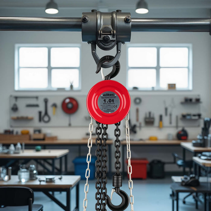 Paranco a catena manuale, max 1000 kg, con catena di 3 m, per sollevamento di carichi pesanti