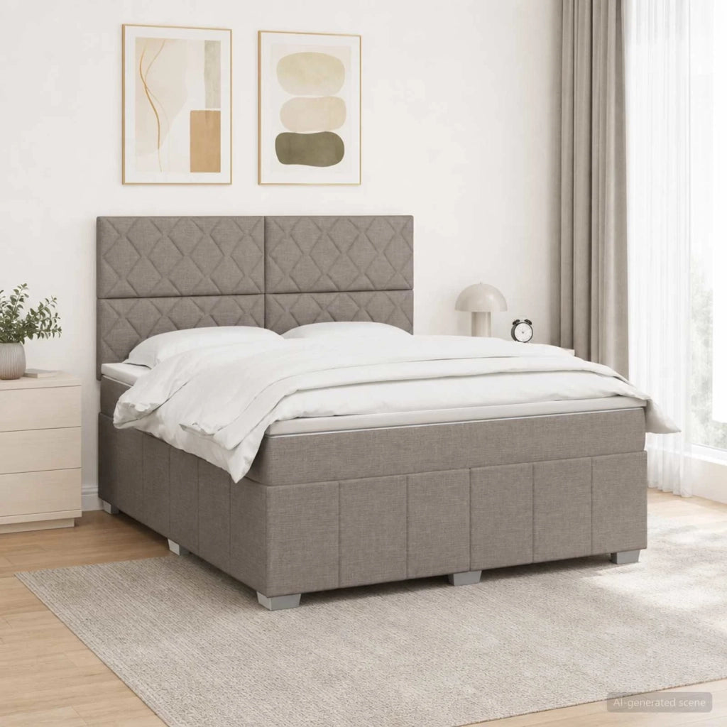 Letto box spring con materasso Tortora 140 x 200 cm Tessuto 3454166