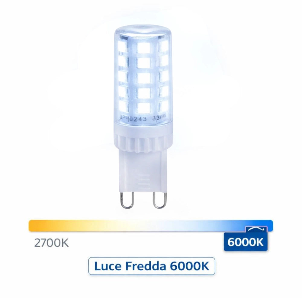 Lampadina led g9 4w dimmerabile per illuminazione interni *** temperatura colore lampada 6000k bianco freddo, confezi...