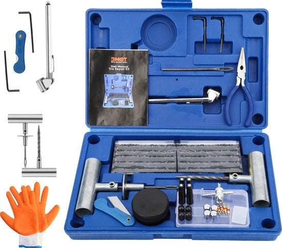Kit di riparazione delle gomme per auto - moto - scooter - ecc. - 73 pezzi