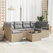 Set di divani con cuscino 7 pcs Beige e grigio polyrattan 3346280
