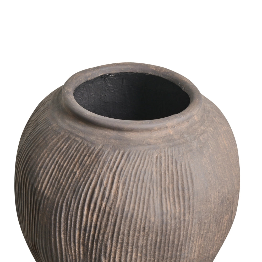 Vaso da fiori marrone in fibra di argilla dipinta per interni ed esterni Forma rotonda Design moderno Soggiorno