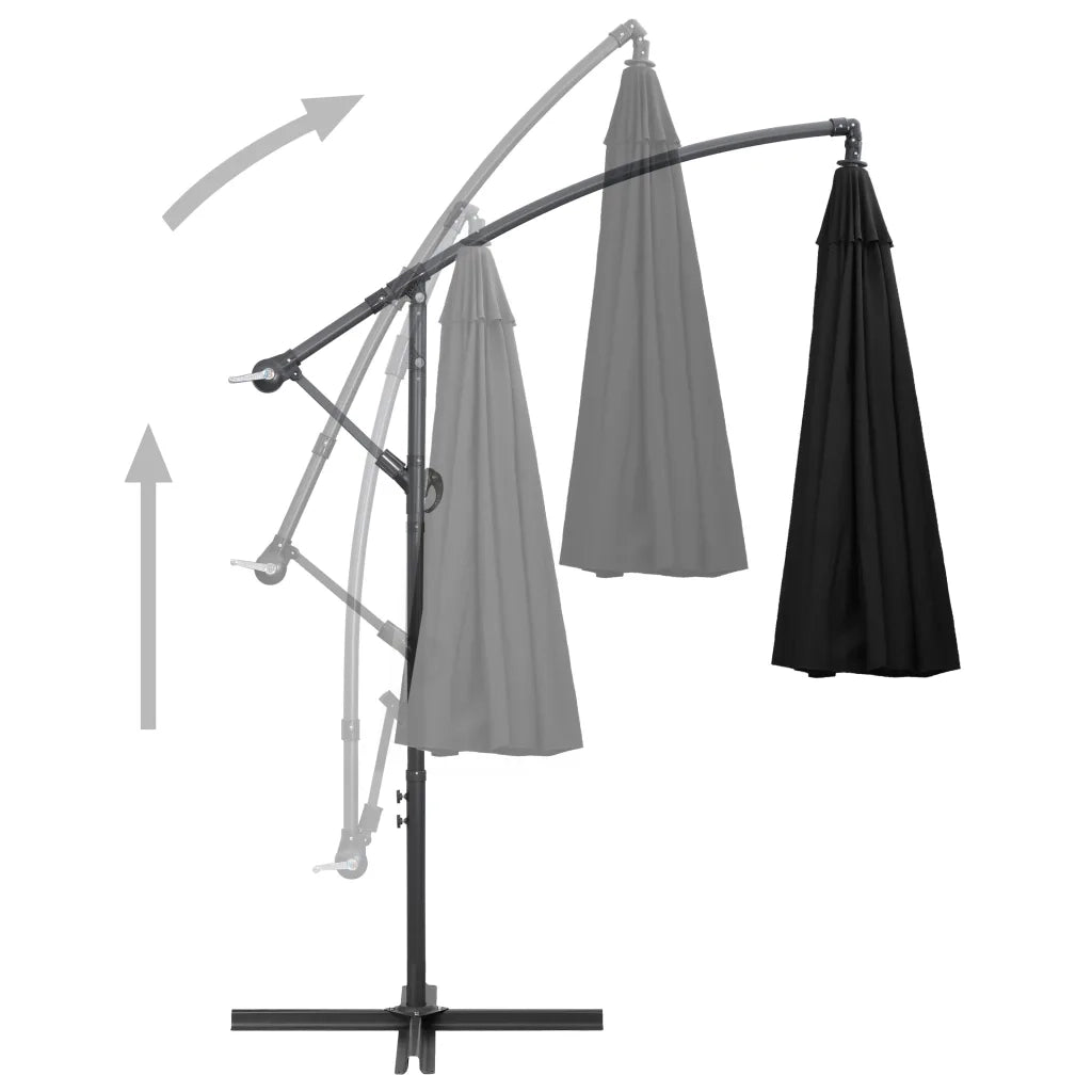 Ombrellone a Sbalzo Nero 3 m Palo in Alluminio 47226