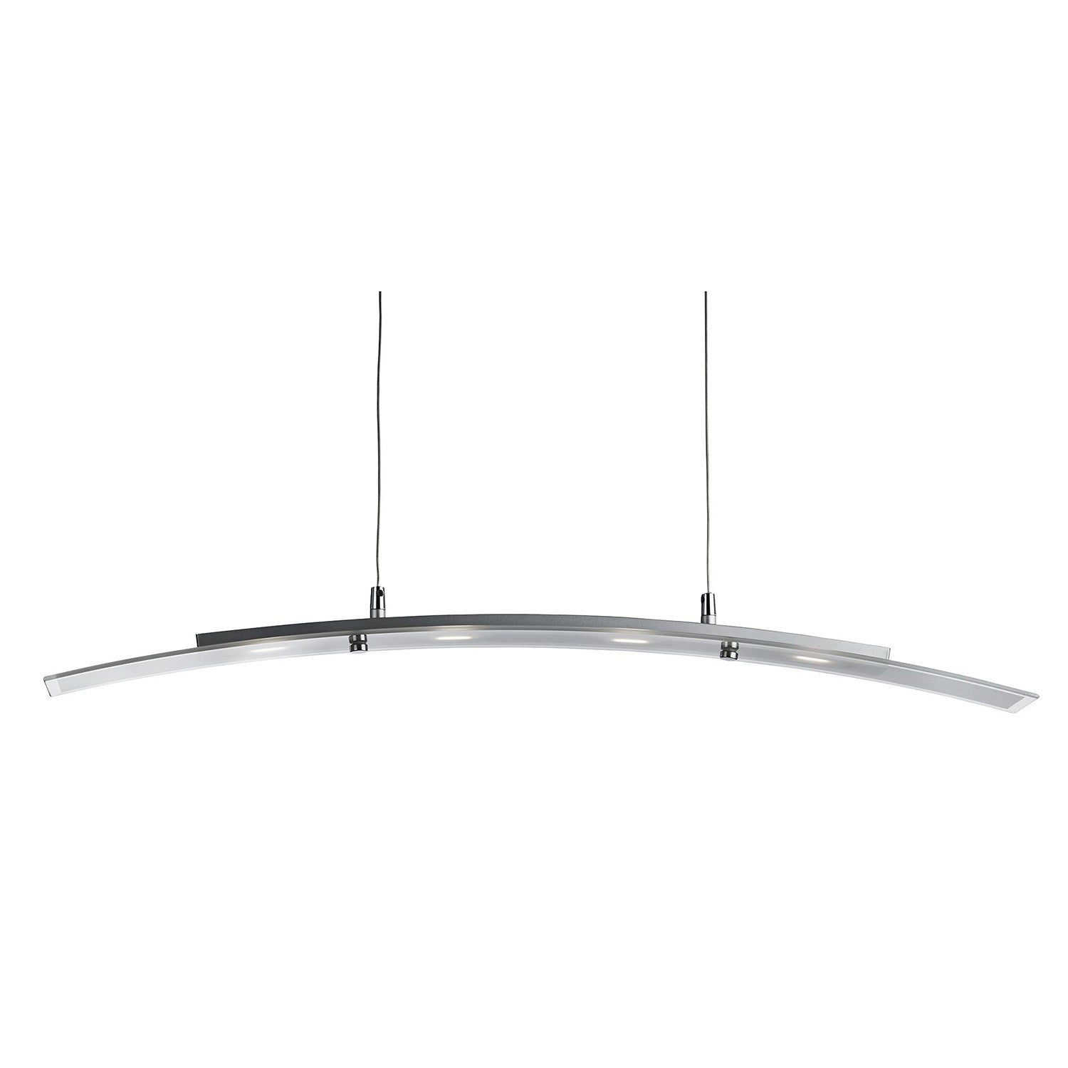 Lampadario Moderno Curva Acciaio Argento Led 20W 3000K