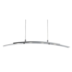 Lampadario Moderno Curva Acciaio Argento Led 20W 3000K