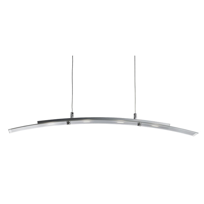 Lampadario Moderno Curva Acciaio Argento Led 20W 3000K