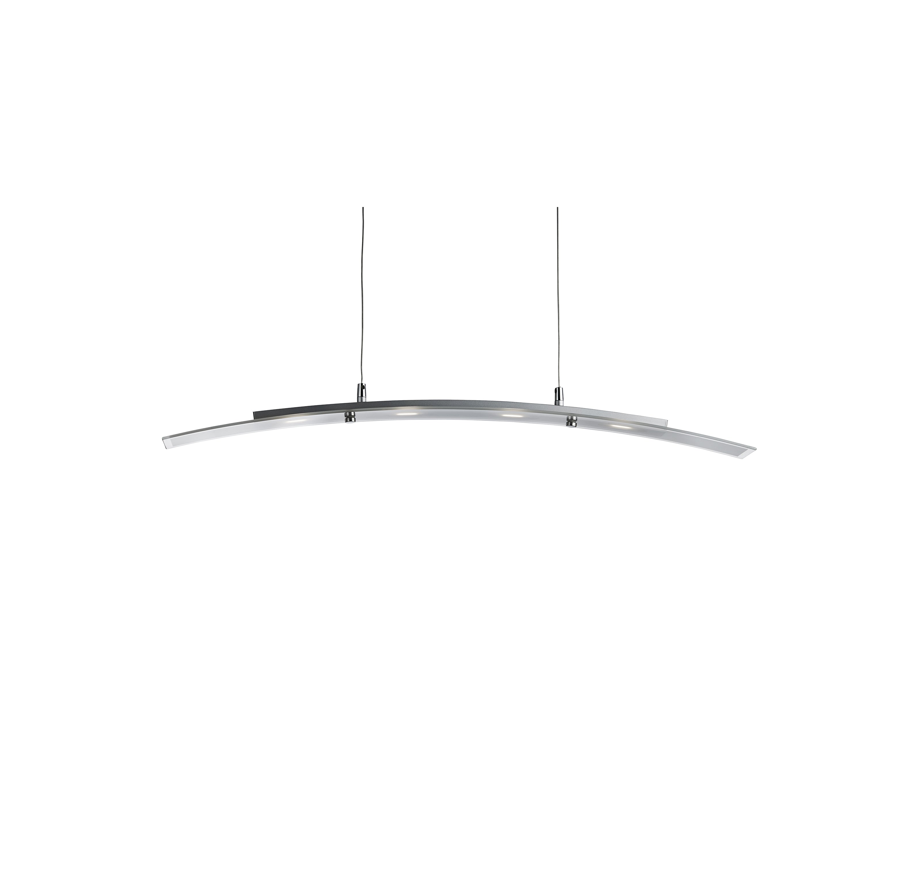 Lampadario Moderno Curva Acciaio Argento Led 20W 3000K